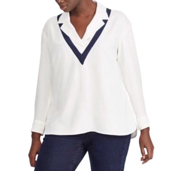 Lauren Ralph Lauren Tops - LAUREN by RALPH LAUREN Collared Contrast Blouse